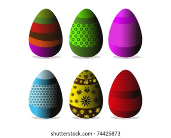 background with set of decorated colorful egg