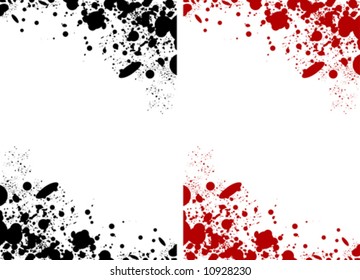 Background with set of drops of red and black colors. The illustration can be used as an original framework.