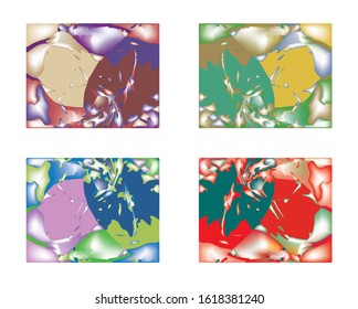 background with a set of four colorful abstract drawings