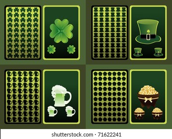 background with set of four patrick day cards, vector illustration