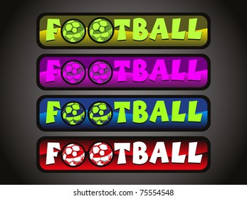 background with set of four soccer sport banner, vector illustration