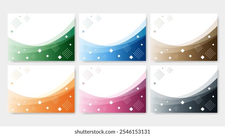 Background set with geometric patterns and curves, vector illustration