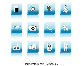 background with set of glossy icons, illustration