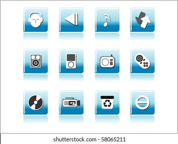 background with set of glossy icons, illustration