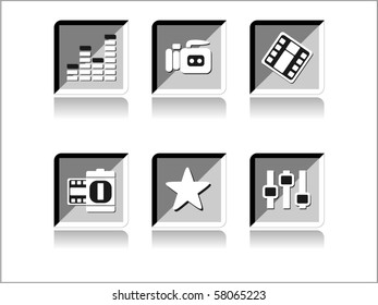 background with set of glossy icons, illustration
