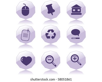 background with set of glossy icons, vector illustration