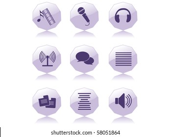 background with set of glossy icons, vector illustration