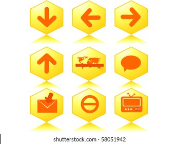 background with set of glossy icons, vector illustration