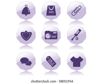 background with set of glossy icons, vector illustration