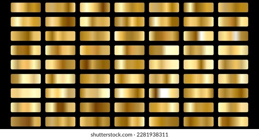 Background set of gold foil textures. Vector Gold, copper, brass and metallic gradient pattern