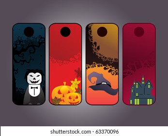 background with set of halloween concept tag