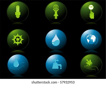 background with set of icons, vector illustration