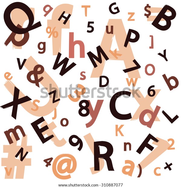 Background Set Letters Numbers Neutral Colors Stock Vector (Royalty ...