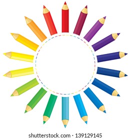 Background of set of multicolor pencils of rainbow colors