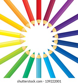 Background of set of multicolor pencils of rainbow colors