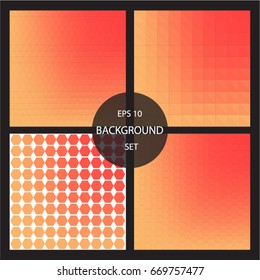 Background set orange tone triangle hexagon