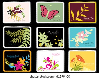background with set of postage stamp