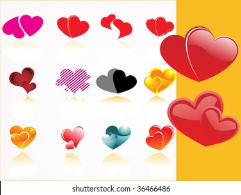 background with set of romantic heart