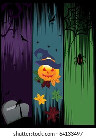 background with set of scary halloween banner