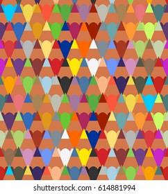 Background with a set of sharp color wooden pencils in a row side to side and alternately below. School supplies for drawing