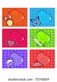 Hintergrund mit Satz von sechs fröhlichen Kindertagskarten, Illustration