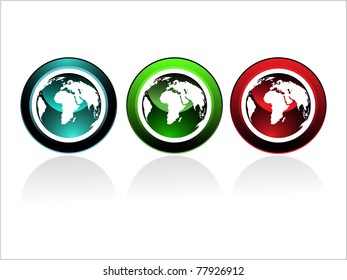 background with set of three business icon, vector globe