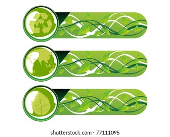 background with set of three ecology header, illustration