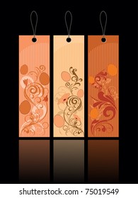 background with set of three floral pattern tags, set of tag for easter