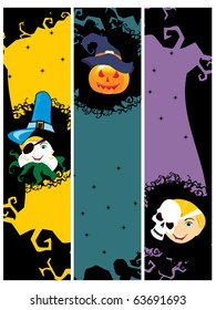 background with set of three halloween banner, illustration