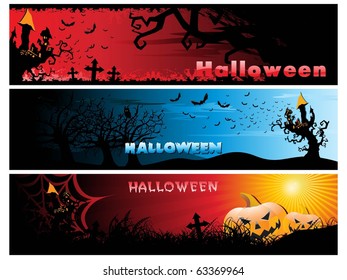background with set of three halloween header