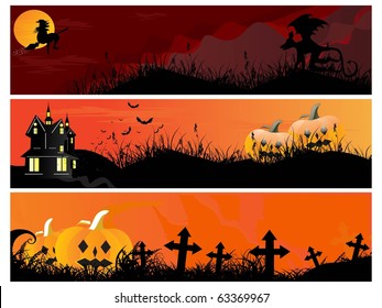 background with set of three halloween header