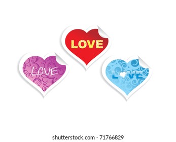 background with set of three love stickers