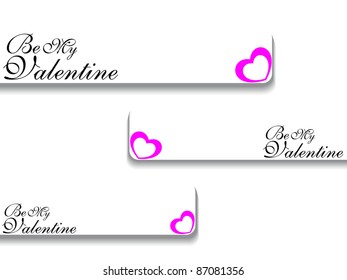 background with set of three valentine day banner vector