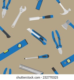 background with set of tools icons, seamless pattern