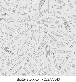 background with set of tools icons, seamless pattern