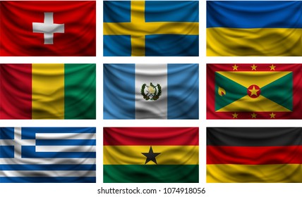 background set wave country flag with shadows
