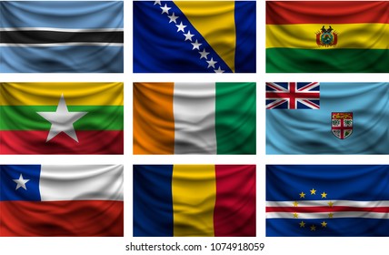 background set wave country flag with shadows