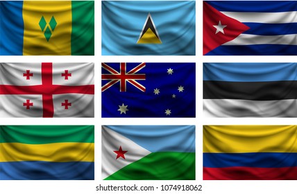background set wave country flag with shadows