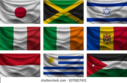 background set wave country flags with shadows