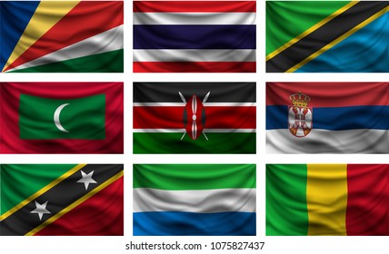 background set wave country flags with shadows