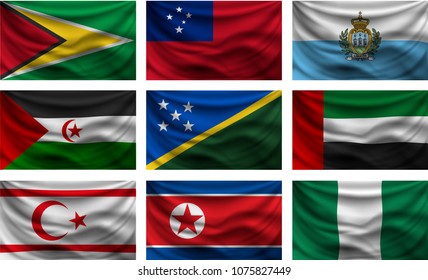 background set wave country flags with shadows