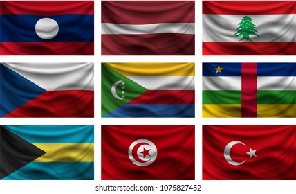 background set wave country flags with shadows