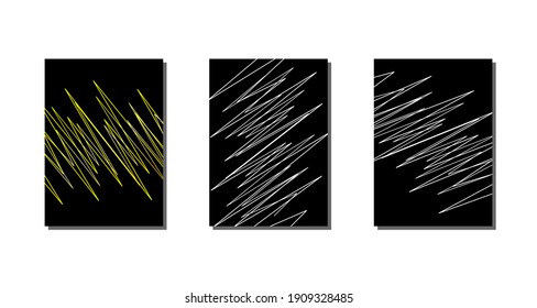 Background set. zigzag abstract lines with black base color