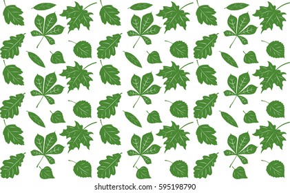 Background of seven green leaves