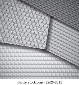 Background of several carbon fiber patterns in black and gray colors