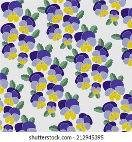Background with several garlands made with pansy flowers
