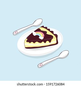 Background for sexual minorities. Pie rainbow as a symbol of the LGBT community, gays and lesbians. Cute greeting card in doodle style.