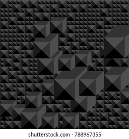 Background of shades of black in the form of a graphic geometric volume mosaic. For web design.