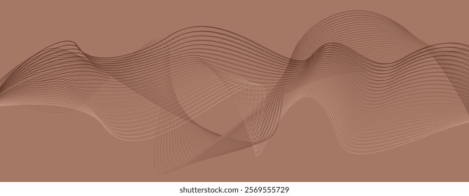 Background in shades of trend cream brown. Lines. Fashionable banner. Minimalistic art. Place for logos, messages, text placement.