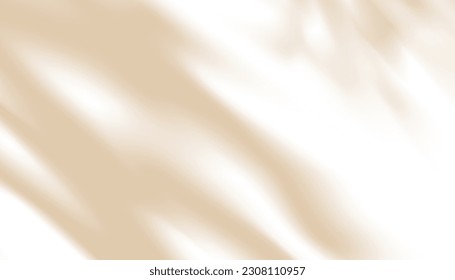Background Shadow with soft light of Brown Laves reflection pattern overlay on white wall Studio room,Vector Empty Backdrop Scene with copy space for cosmetics,Beauty,product presentation,Advertising 